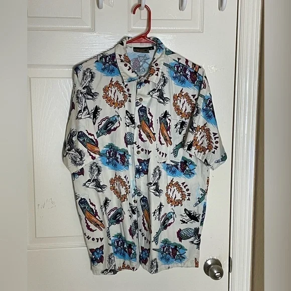 Vintage Monzini Collection Hawaiian Shirt Aloha Men's Size Large​​​​​​​​​​​ - Picture 6 of 9